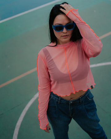 Coral Mesh Top